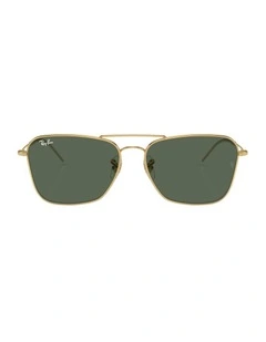 Caravan Reverse Metal Sunglasses in Gold