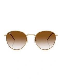 Round Reverse Metal Sunglasses in Gold