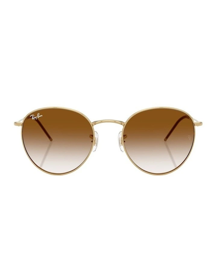 Round Reverse Metal Sunglasses in Gold image 1