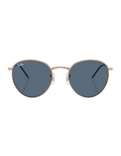 Round Reverse Metal Sunglasses in Gold