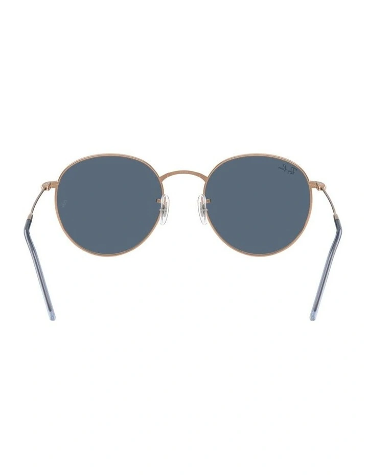 Round Reverse Metal Sunglasses in Gold image 2