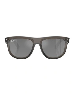 Boyfriend Reverse Molded Acetate Sunglasses in Grey