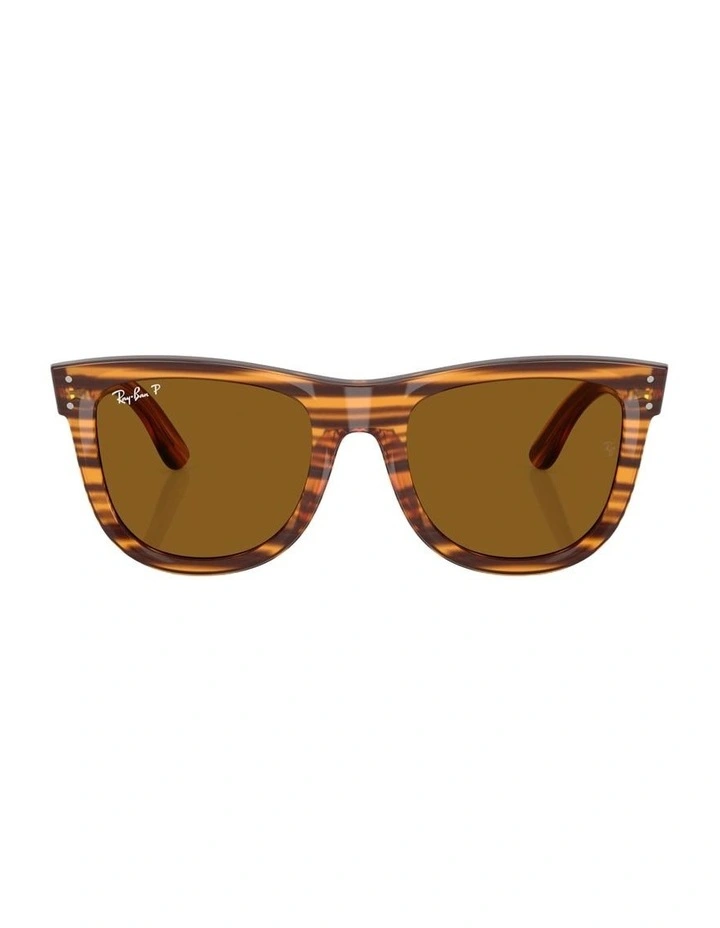 Wayfarer Reverse Molded Acetate Polarised Sunglasses in Brown image 2