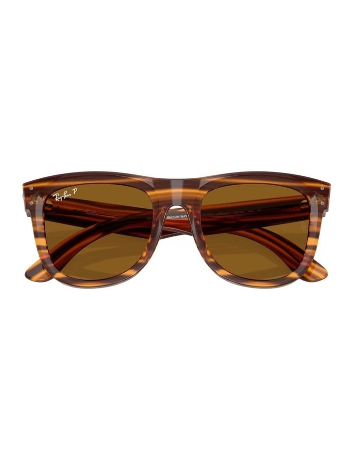 Wayfarer Reverse Molded Acetate Polarised Sunglasses in Brown image 4