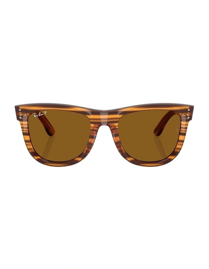 Wayfarer Reverse Molded Acetate Polarised Sunglasses in Brown image 2