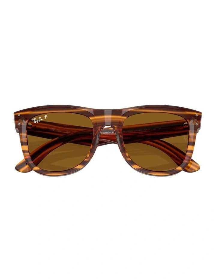 Wayfarer Reverse Molded Acetate Polarised Sunglasses in Brown image 4