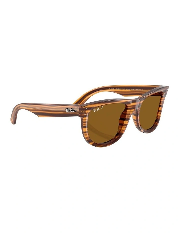 Wayfarer Reverse Molded Acetate Polarised Sunglasses in Brown image 5