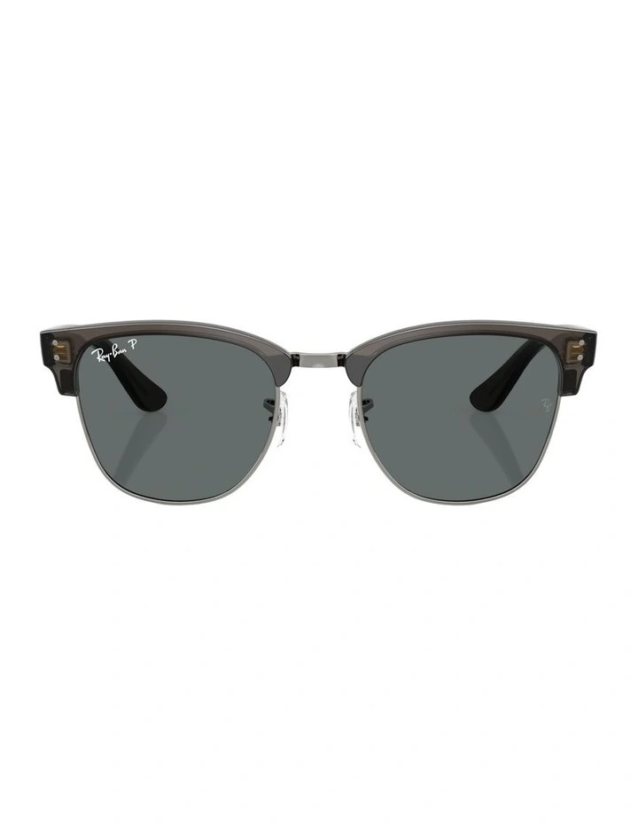 Clubmaster Reverse Molded Acetate Polarised Sunglasses in Grey image 1
