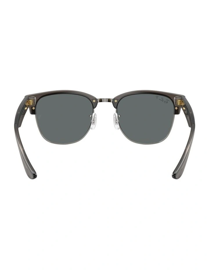 Clubmaster Reverse Molded Acetate Polarised Sunglasses in Grey image 2