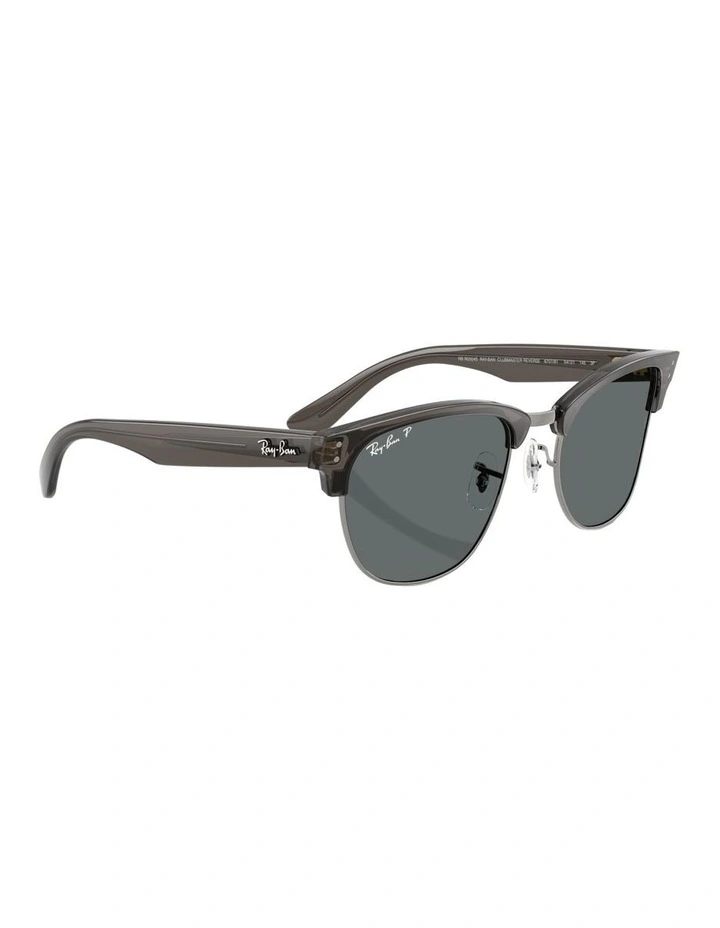 Clubmaster Reverse Molded Acetate Polarised Sunglasses in Grey image 5