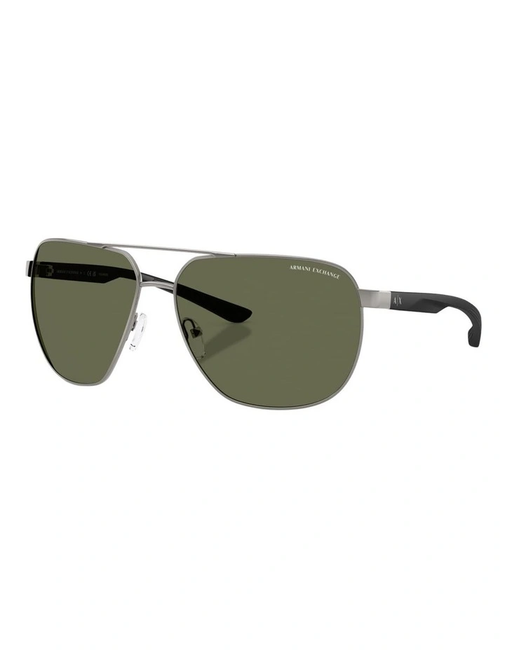 Armani Exchange  Metal Polarised Sunglasses in Grey image 1