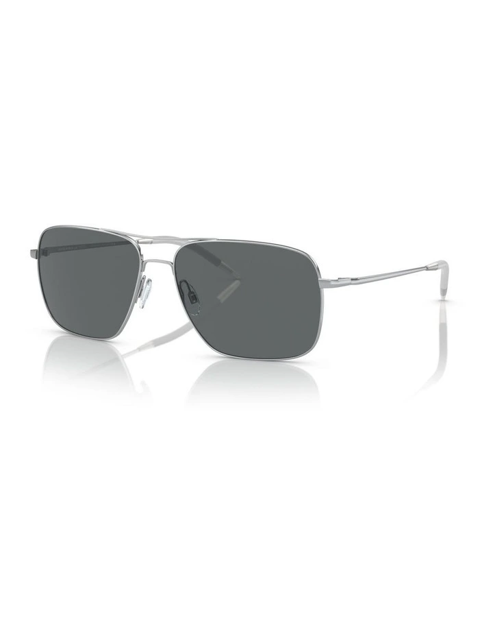 Oliver Peoples Clifton Metal Polarised Sunglasses in Silver image 1