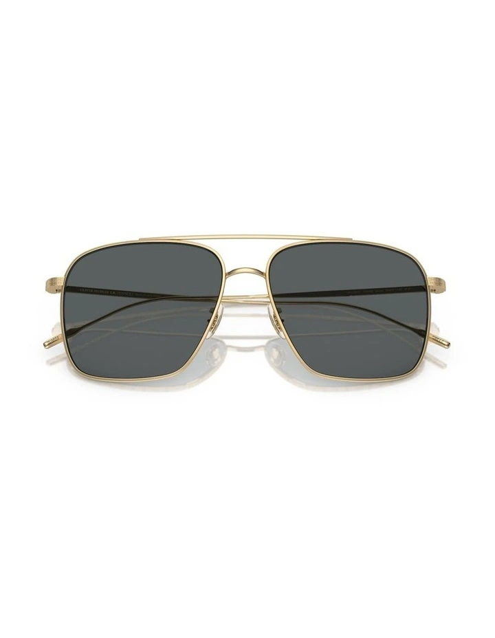 Oliver Peoples Dresner Titanium Polarised Sunglasses in Gold image 4