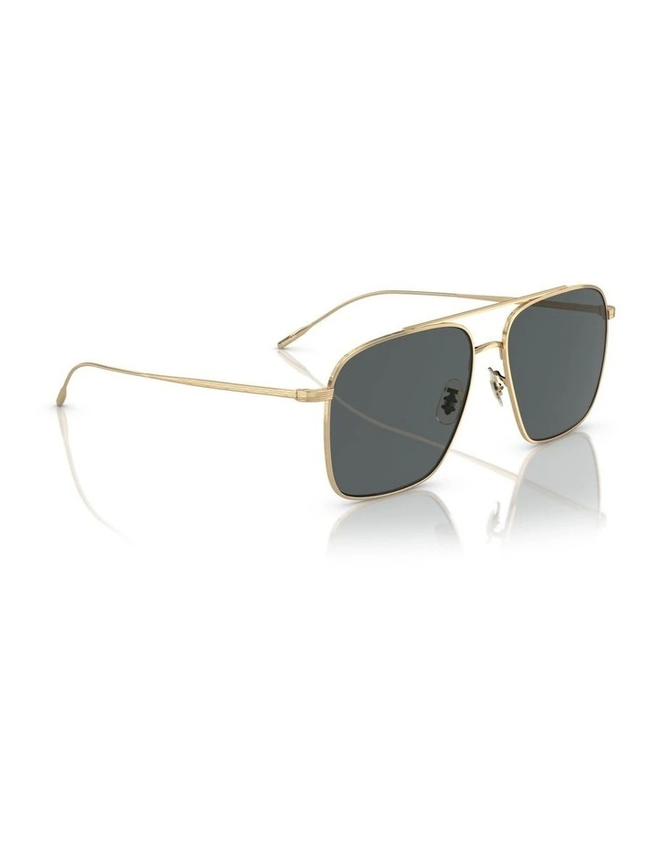 Oliver Peoples Dresner Titanium Polarised Sunglasses in Gold image 5