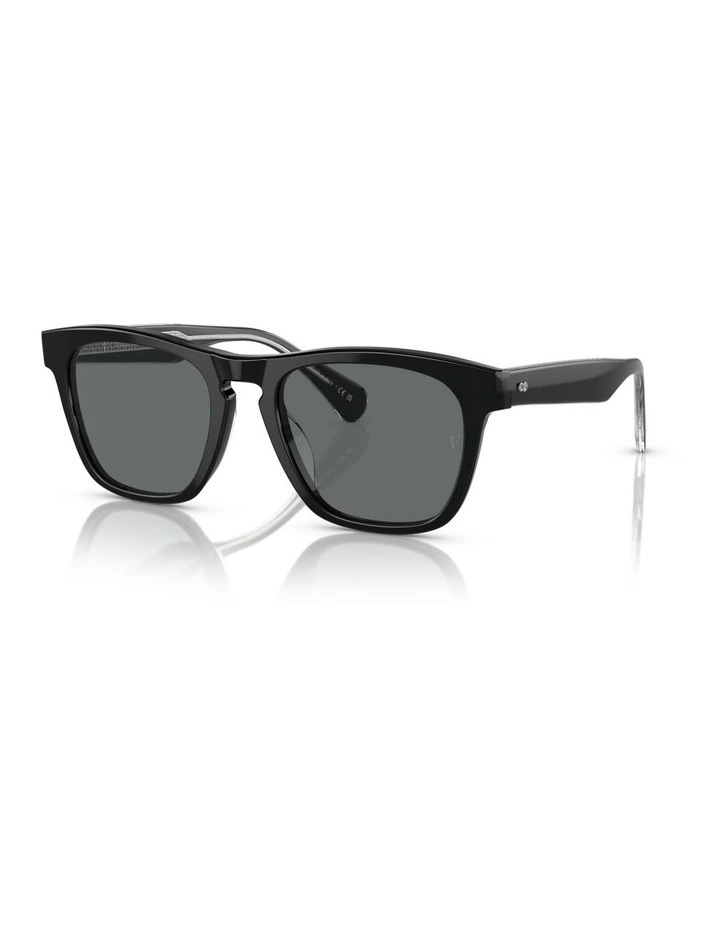 Oliver Peoples R-3 Acetate Polarised Sunglasses in Black image 1