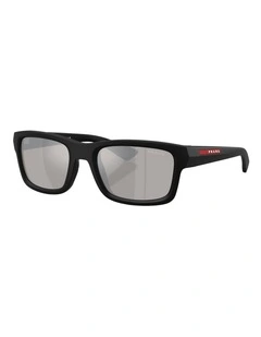 Prada Linea Rossa Injected Sunglasses in Black