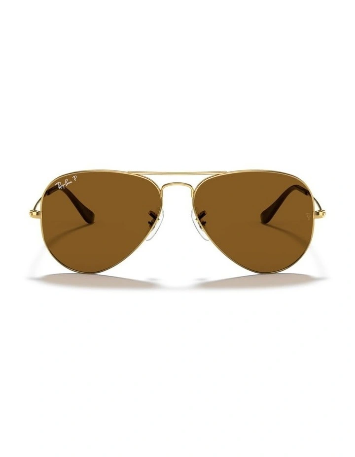 Ray-Ban Aviator Classic Metal Polarised Sunglasses in Gold image 1