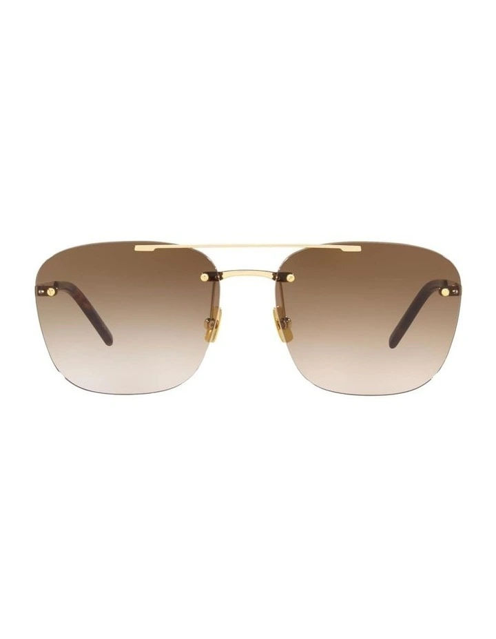 Saint Laurent SL 309 Rimless Metal Sunglasses in Gold image 2