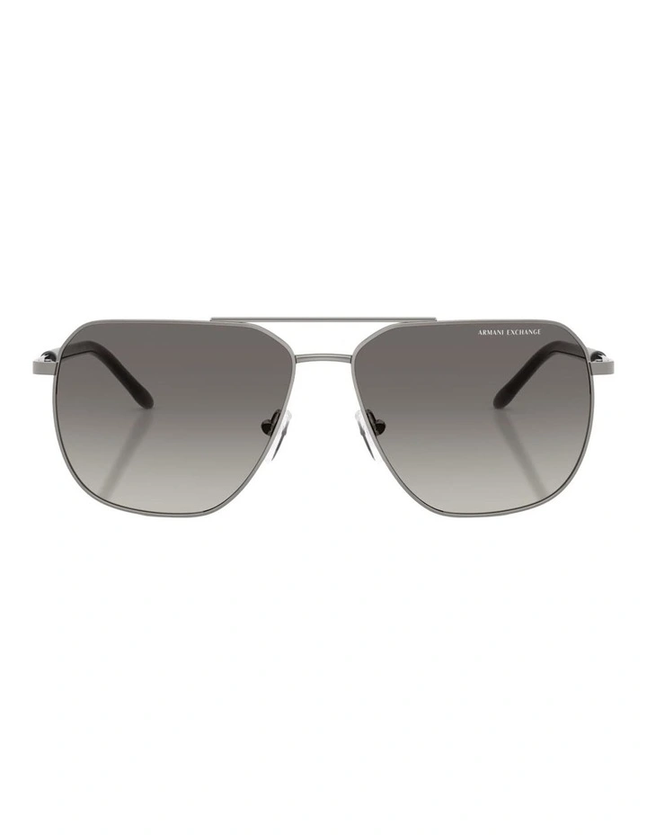 Armani Exchange Metal Polarised Sunglasses in Grey image 2