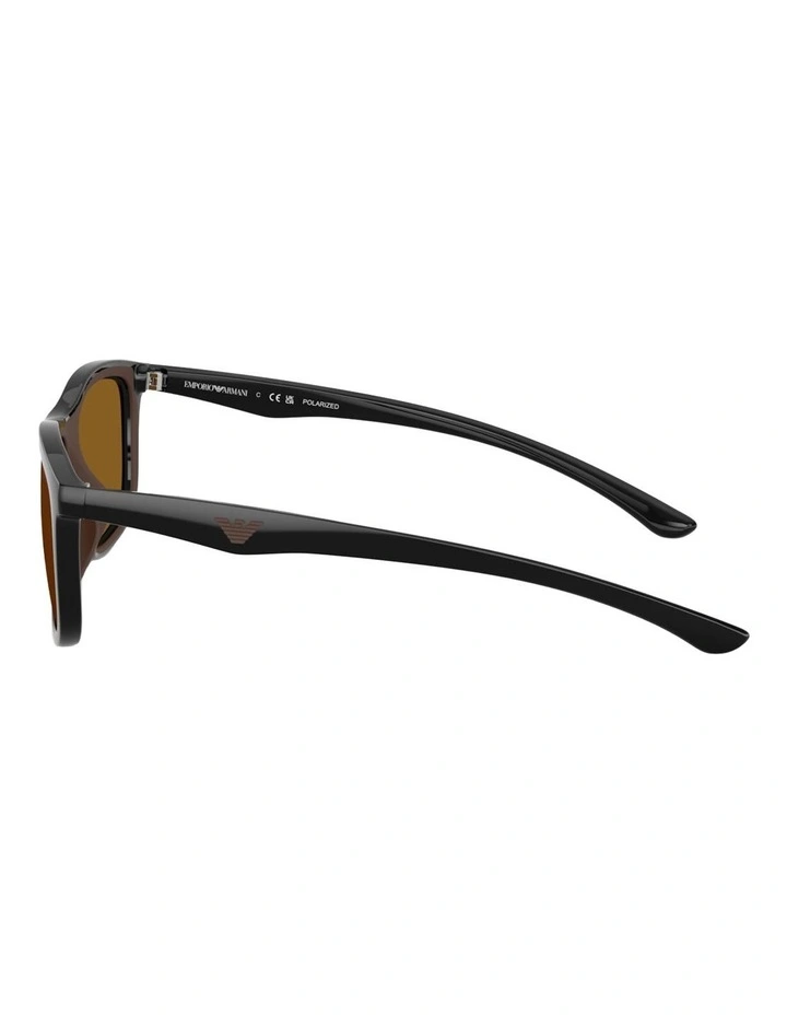 Emporio Armani  Injected Polarised Sunglasses in Black image 2