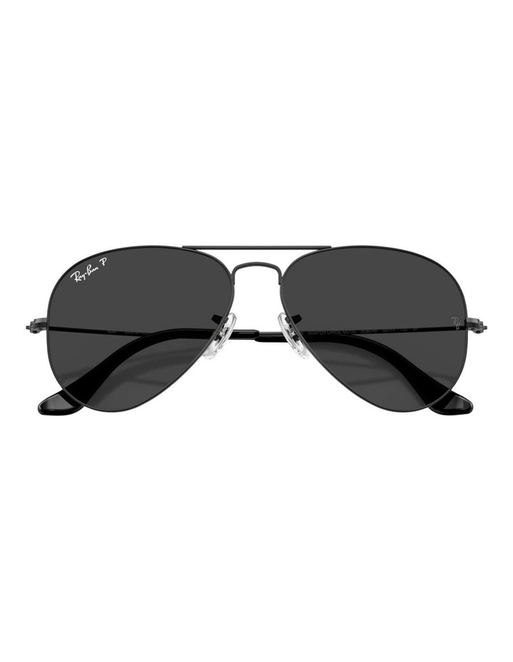 Ray-Ban Aviator Classic Metal Polarised Sunglasses in Black image 4