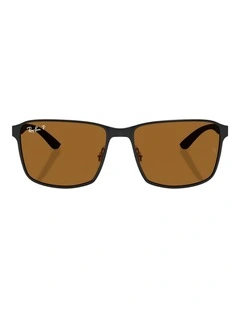 Ray-Ban RB3721 Polarized Lenses Metal Polarised Sunglasses in Black