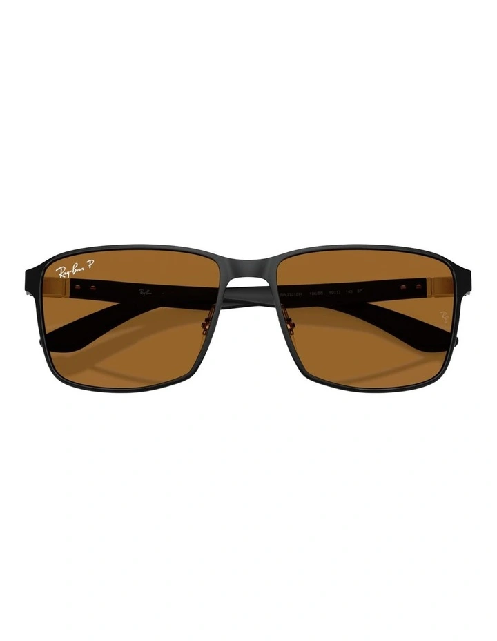 Ray-Ban RB3721 Polarized Lenses Metal Polarised Sunglasses in Black image 3