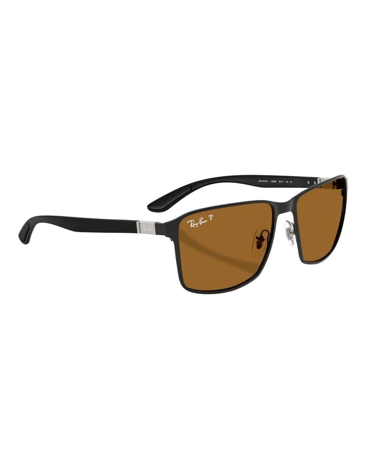 Ray-Ban RB3721 Polarized Lenses Metal Polarised Sunglasses in Black image 4