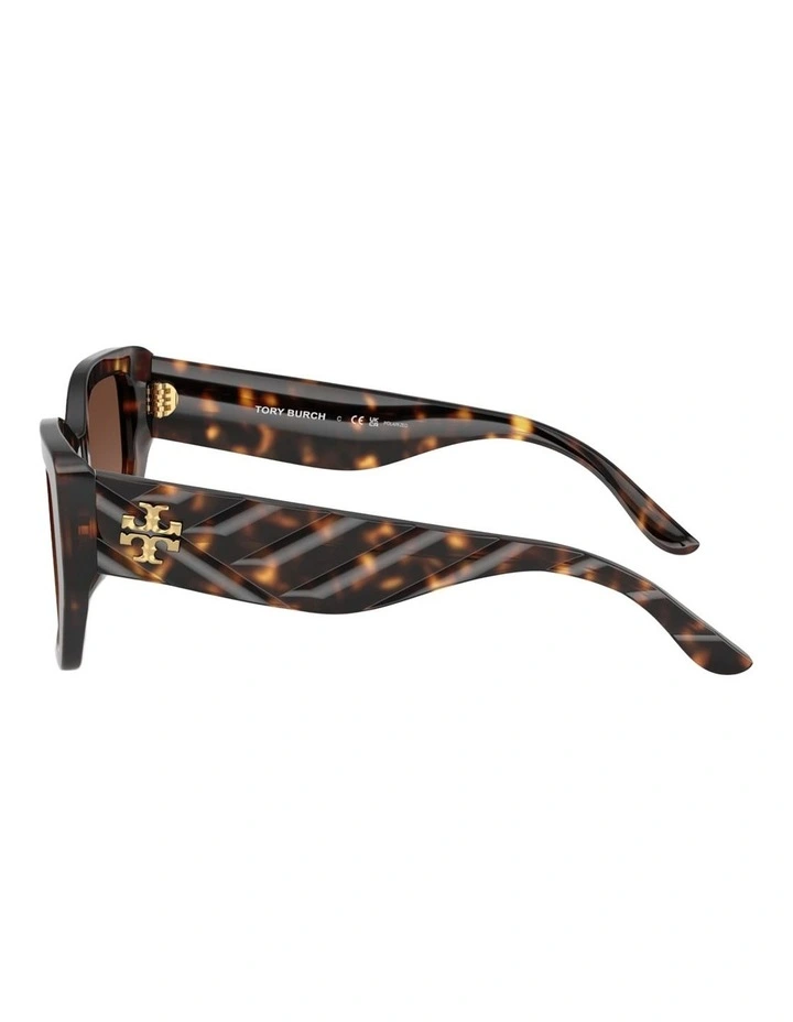 Tory Burch Acetate Polarised Sunglasses in Tortoise image 3