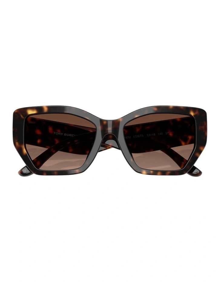 Tory Burch Acetate Polarised Sunglasses in Tortoise image 4
