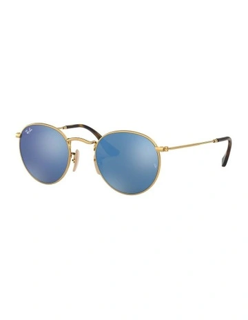 Round Flat Lenses Gold RB3447N Sunglasses