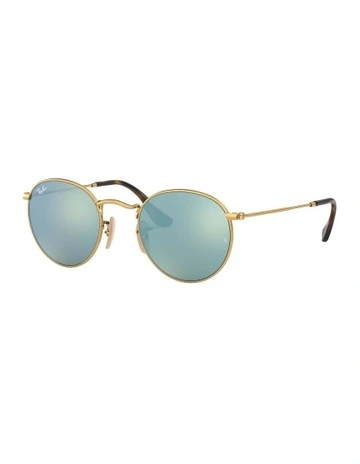 Round Flat Lenses Gold RB3447N Sunglasses