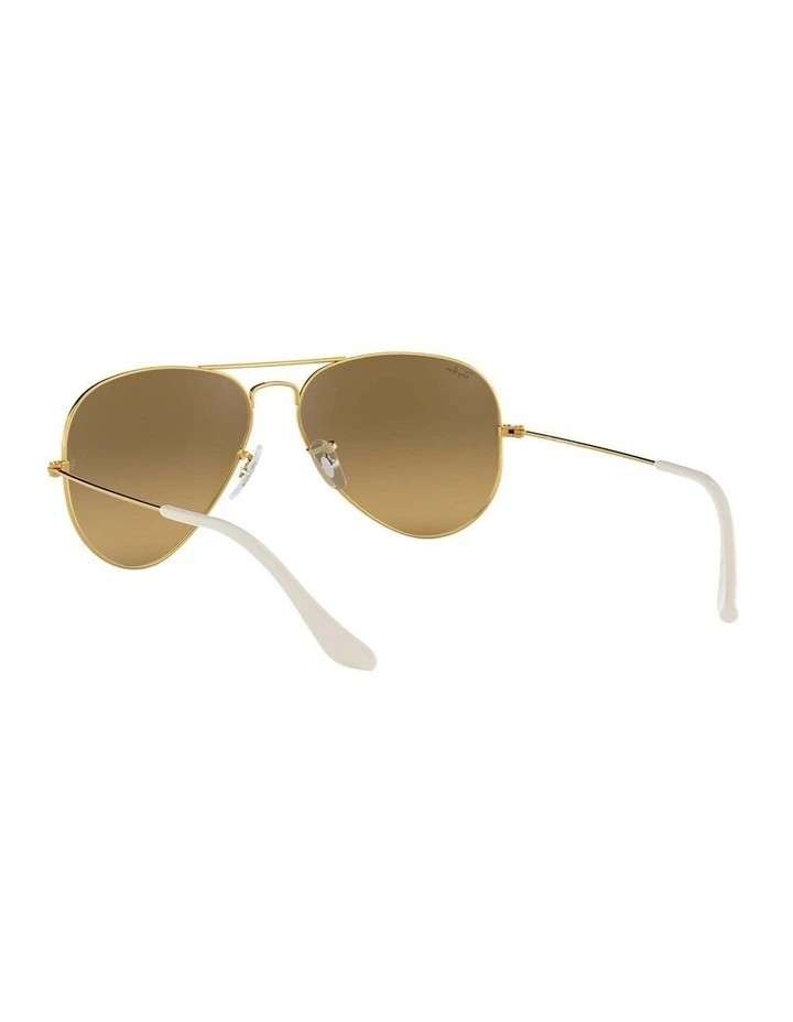 Ray-Ban Aviator Gradient Gold RB3025 Sunglasses | Brown Lens image 6