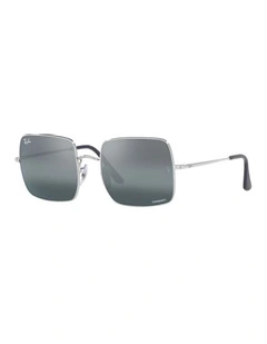 SQUARE Polarised Sunglasses In Silver