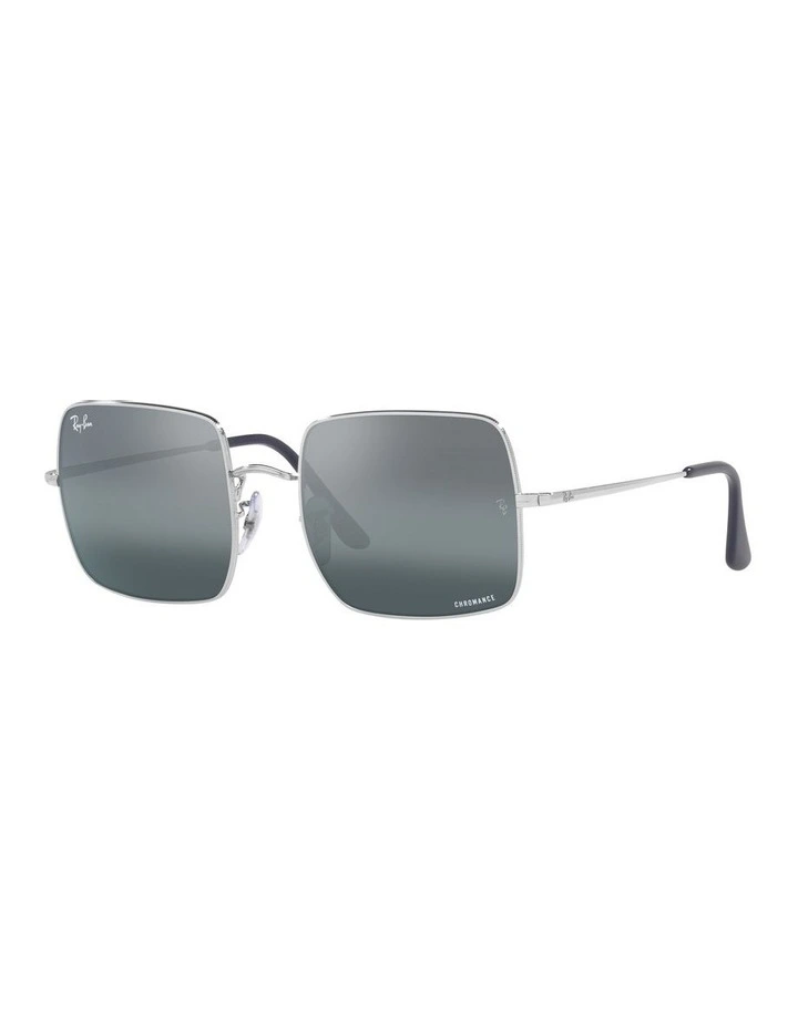 SQUARE Polarised Sunglasses In Silver image 1