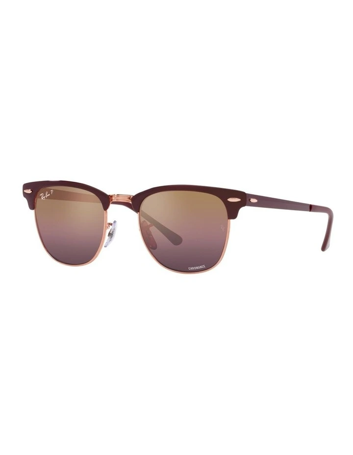 CLUBMASTER METAL Polarised Sunglasses In Bordeaux On Rose Gold image 1