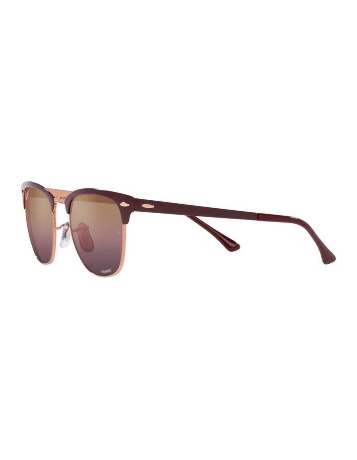 CLUBMASTER METAL Polarised Sunglasses In Bordeaux On Rose Gold image 3