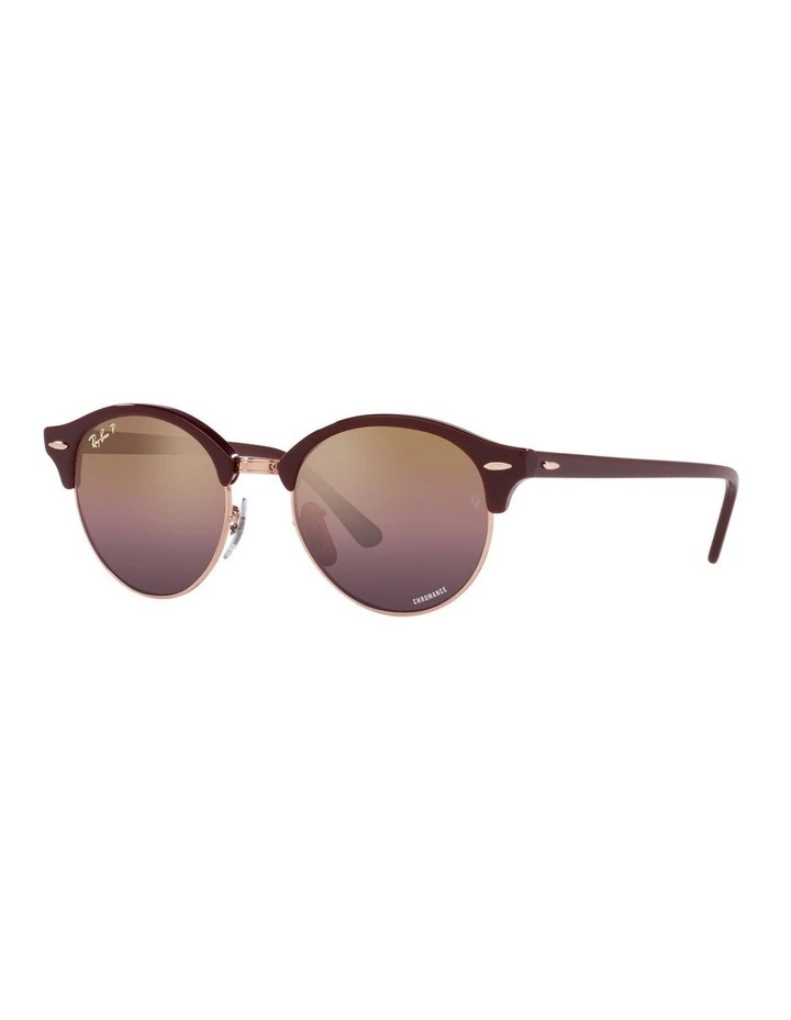 CLUBROUND Polarised Sunglasses In Bordeaux/Rose Gold image 1