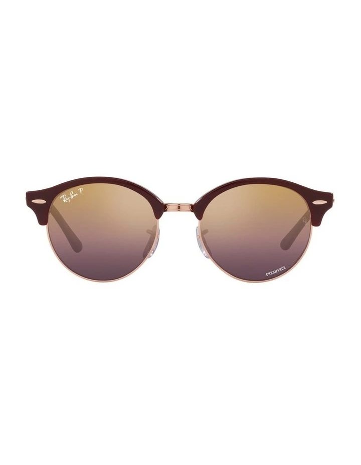 CLUBROUND Polarised Sunglasses In Bordeaux/Rose Gold image 2