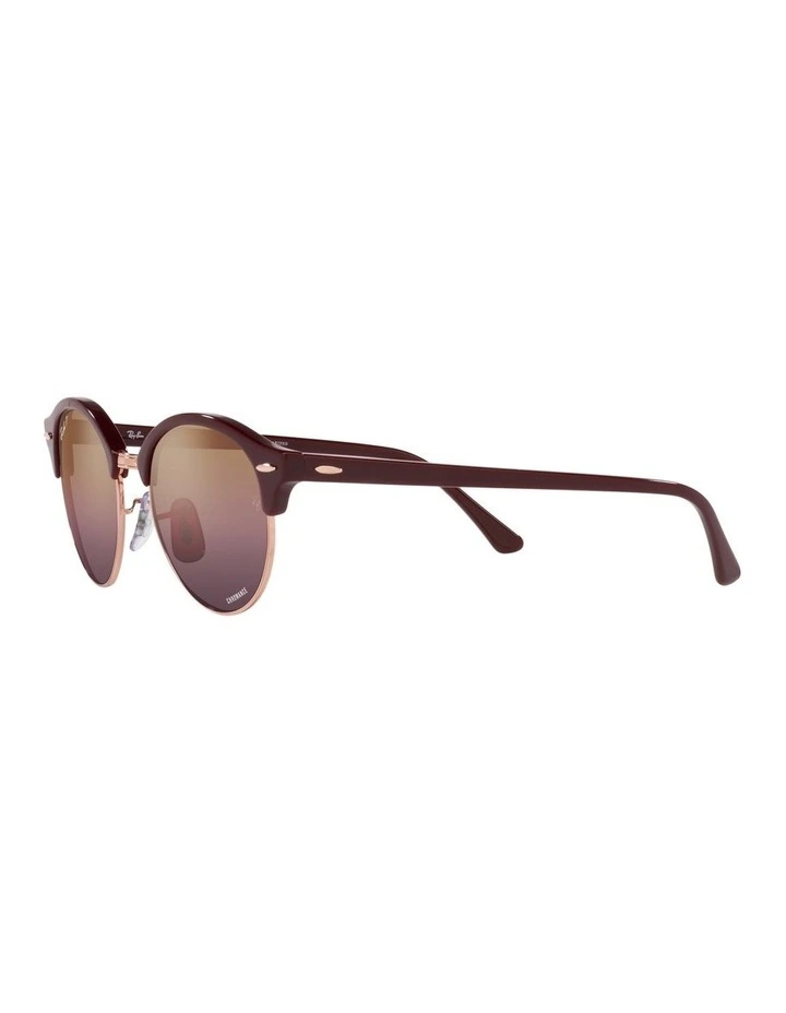 CLUBROUND Polarised Sunglasses In Bordeaux/Rose Gold image 3