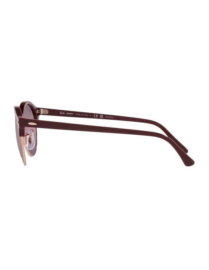 CLUBROUND Polarised Sunglasses In Bordeaux/Rose Gold image 4