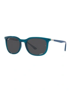 0RB4386 Polarised Sunglasses In Transparent Turquoise