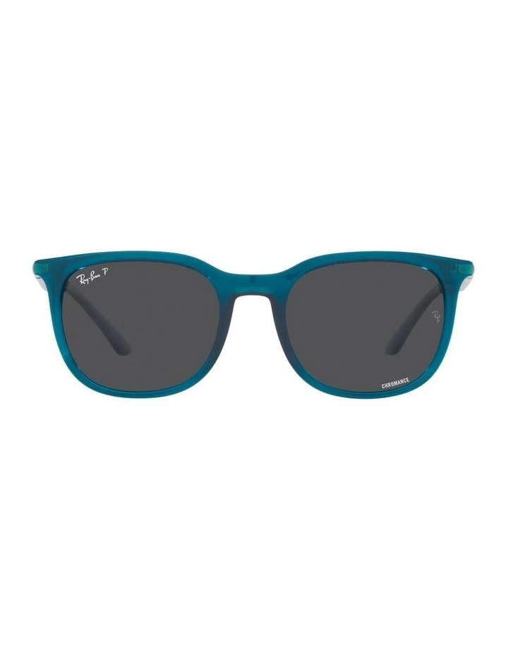 0RB4386 Polarised Sunglasses In Transparent Turquoise image 2