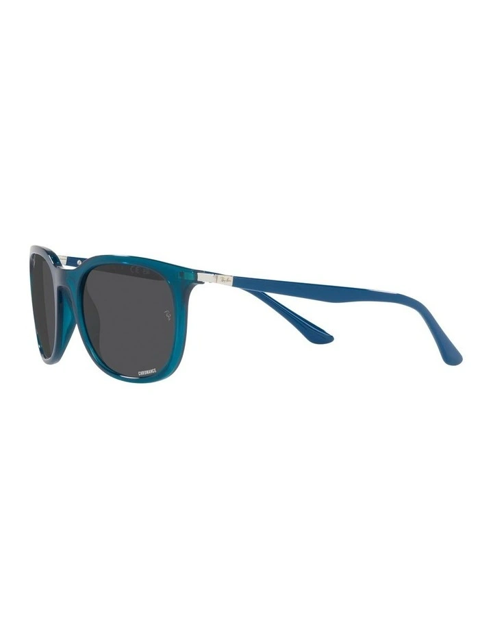 0RB4386 Polarised Sunglasses In Transparent Turquoise image 3
