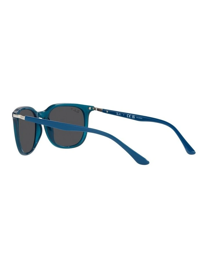 0RB4386 Polarised Sunglasses In Transparent Turquoise image 5