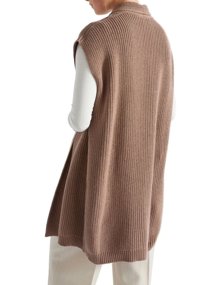 Wool Knit Gilet in Macchiato Marle image 4