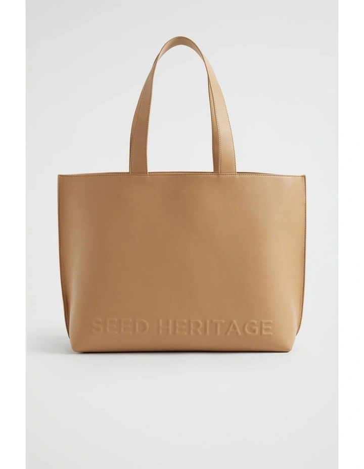 Logo Detail Tote in Caramel image 1
