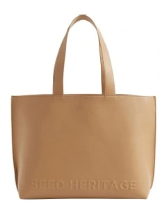 Logo Detail Tote in Caramel