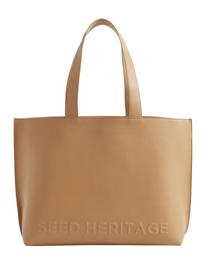 Logo Detail Tote in Caramel image 1