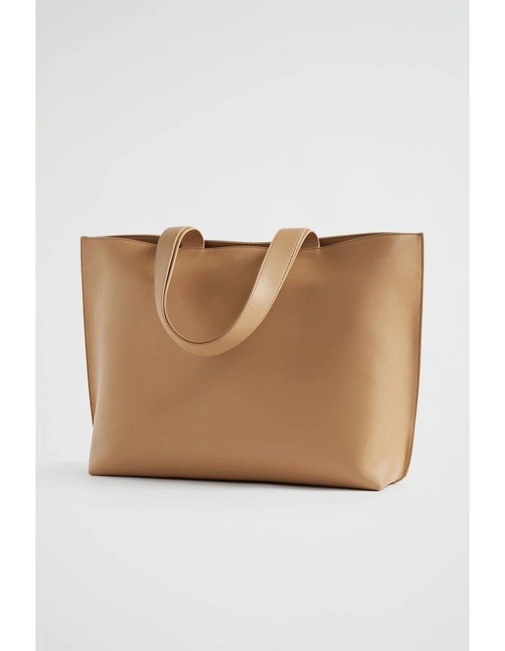 Logo Detail Tote in Caramel image 3